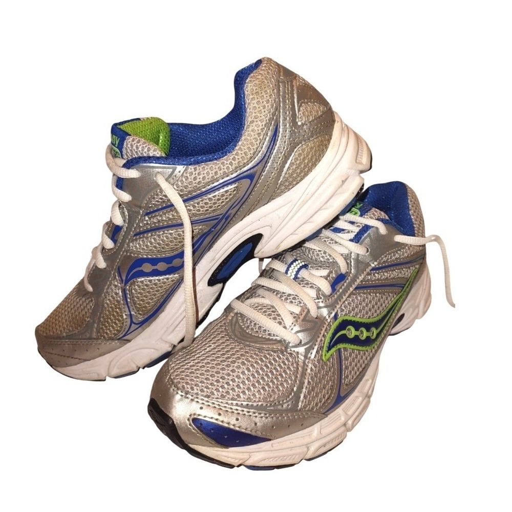 Saucony Grid Cohesion Womens 9.5 Running Shoes Grey Teal Neon Athletic Sneakers